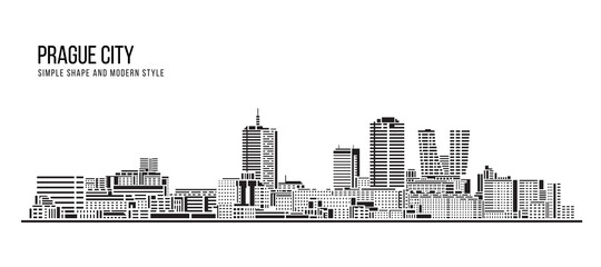 Cityscape Building Abstract Simple shape and modern style art Vector design - Prague city