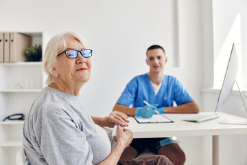 elderly patient hospital examination in the medical office