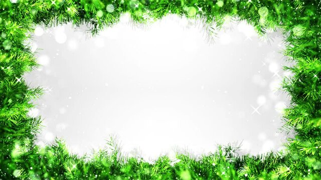 Christmas border Background - Christmas tree branches on Empty Backdrop for text - 4K animation Christmas decoration Backgrounds Package - Christmas border Frame backgrounds.
