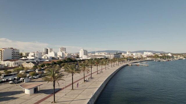 Embankment or esplanade along waterfront in Portimao, Portugal