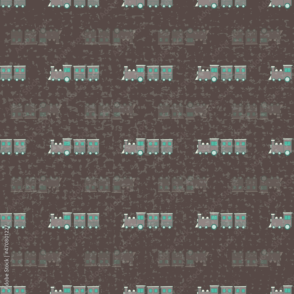 Poster old train with texture vector seamless repeat pattern print background