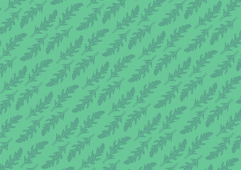 Pattern with leaves, sketch herbs isolated on green background, hand drawn vegetable illustrations