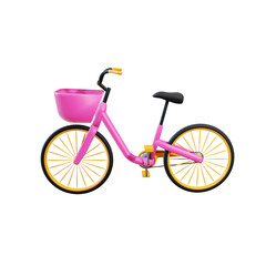 3d Pink yellow bicycle side view