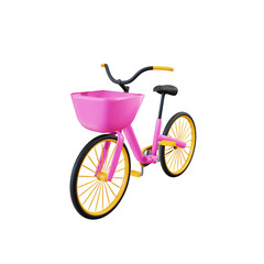 Fototapeta na wymiar 3d Pink yellow bicycle front view