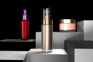 Cosmetics Set On Levels