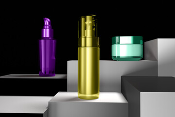 Cosmetics Set On Levels