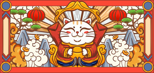 Cartoon cat illustration design


