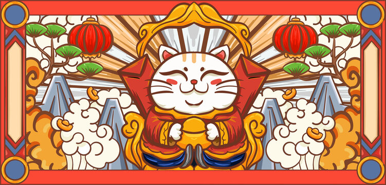 Cartoon cat illustration design

