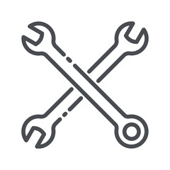 Vector line icon of service repair tools side view isolated