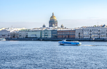 View of the Neva River and St. Isaac's Cathedral, St. Petersburg, Russia