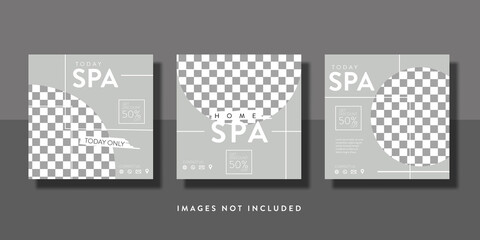 beauty and spa social media post or flyer template set
