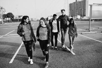 Fototapeta premium Group of diverse teenagers hanging out together