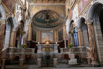 ROME NOVEMBER 15 2021 MOSAIC AND CENTRAL ALTAR OF THE CHURCH  OF SAN MARCO EVANGELISTA AL...