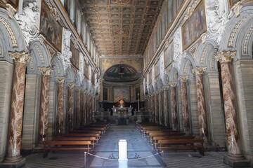 Fototapeta premium ROME NOVEMBER 15 2021 THE CENTRAL NAVE OF THE CHURCH OF SAN MARCO EVANGELISTA AL CAMPIDOGLII