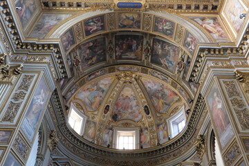 Fototapeta na wymiar ROME NOVEMBER 15 2021 FRESCOES ON THE VAULT OF THE CENTRAL DOME OF THE CHURCH OF SAN MARCELLO AL CORSO