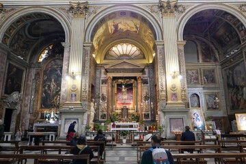 Fototapeta na wymiar ROME NOVEMBER 15 2021 THE CHAPEL OF THE CRUCIFIX INSIDE THE CHURCH OF SAN MARCELLO AL CORSO