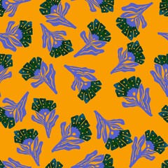 Abstract Vintage Flowers Illustration Seamless Pattern Trendy Fashion Colors Ancient Style Florals