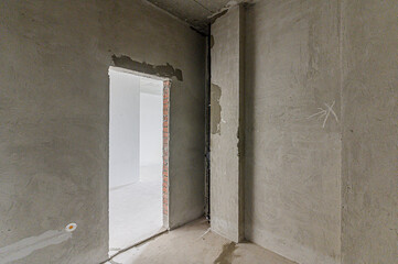 Russia, Moscow- May 05, 2020: interior room apartment rough repair for self-finishing. interior...