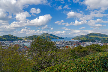 宇和島城から望む宇和島市街の風景