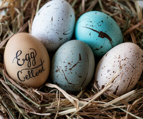 Closeup of painted easter eggs