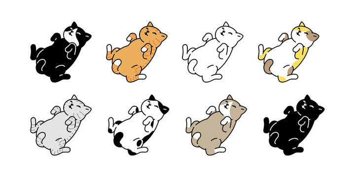 cat vector kitten calico icon pet breed sleeping character cartoon neko doodle illustration symbol design