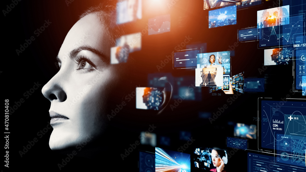 Poster AI (Artificial Intelligence) concept. Deep learning. Image analysis.