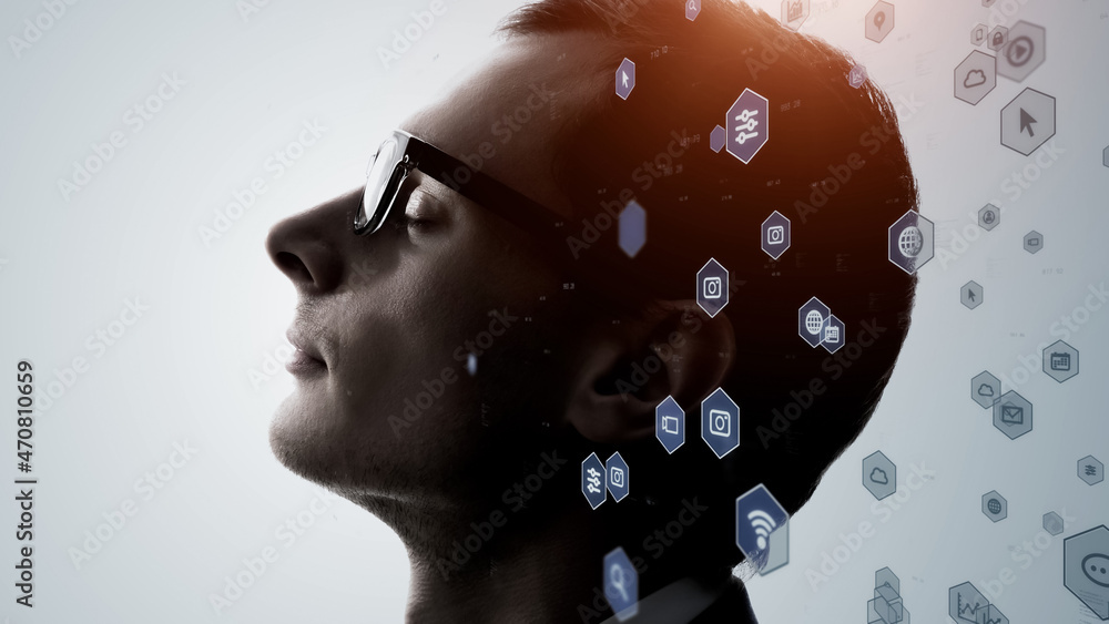 Aufkleber ai (artificial intelligence) concept. deep learning. digital transformation.