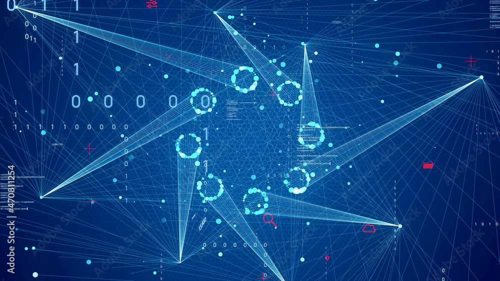 Poster communication network concept. digital transformation.