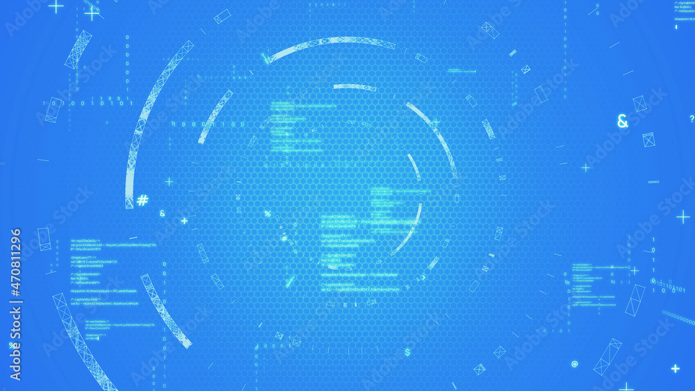 Aufkleber Digital communication network concept. Programming. Digital transformation.