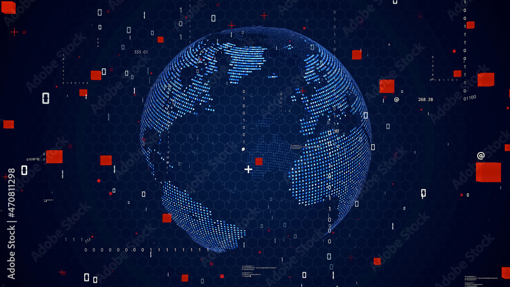 Poster Global communication network concept. Digital transformation.