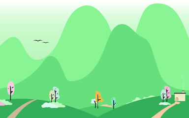 landscape with trees and mountains