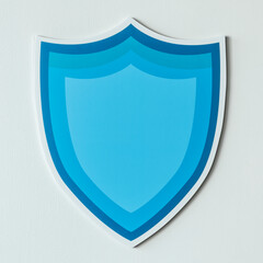 Blue protection shield icon isolated