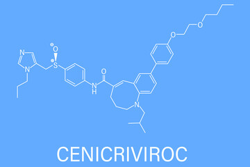 Fototapeta premium Cenicriviroc HIV drug molecule. Skeletal formula. 