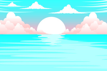 Fototapeta na wymiar Beautiful beach scene with charming cloudy clouds vector illustration