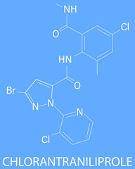 Fototapeta premium Chlorantraniliprole insecticide molecule (ryanoid class). Skeletal formula. 