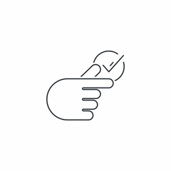 Finger click, gesture. Result UP. Easy make.  Vector linear icon isolated on white background.