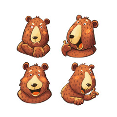 6 out of 6 Brown bear set of different emotions. Cute isolated animal illustrations on white background. Stickers set.
