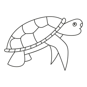 recommend clip art: Vector line drawing of sea turtle. Single line art concept of aquatic water park