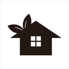 little house with two leaves icon vector design