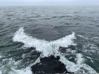Waves on deep blue sea waters