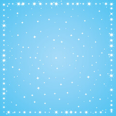 Light blue starry sky and stars border. Vector background.