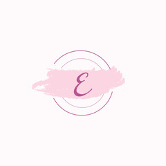 Initial letter alphabet E watercolor logo icon, Feminine signature luxury logo design template Vector