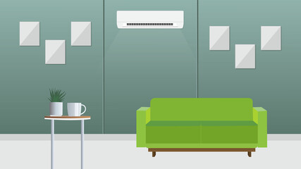 Living room interior design with furniture Free Vector