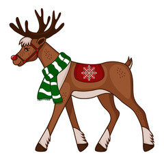 Vector illustration of the reindeer Rudolph from Santa Claus' sled