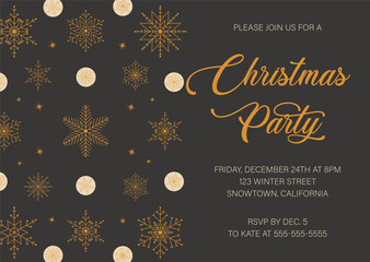 Christmas party invitation with abstract snowflakes decoration