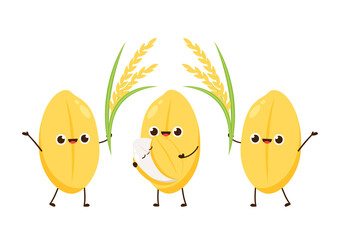 Rice character design. rice vector on white background. Paddy vector.