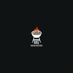 Fototapeta na wymiar Barbecue restaurant - Logo icon of Barbecue, Grill and Bar with fire, grill fork and spatula. BBQ logo template. Vector illustration 