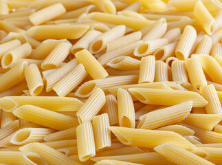 Uncooked penne pasta background