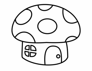 キノコの家(線画)