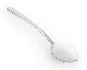 Spoon of salt isolated on white background with clipping path